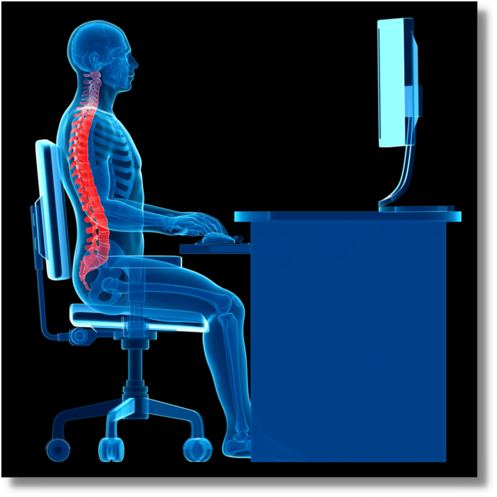 Proper posture while working in front of a computer