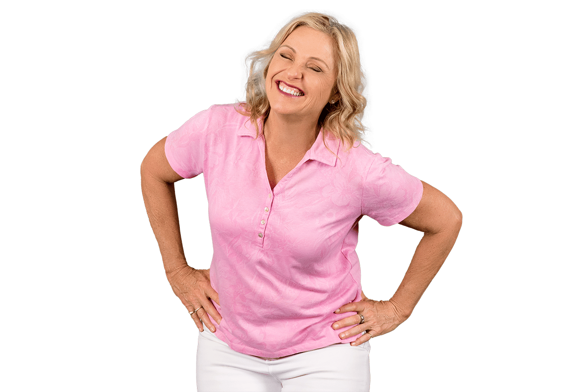 Paula Nutting, your musculoskeletal specialist wearing a pink blouse smiling